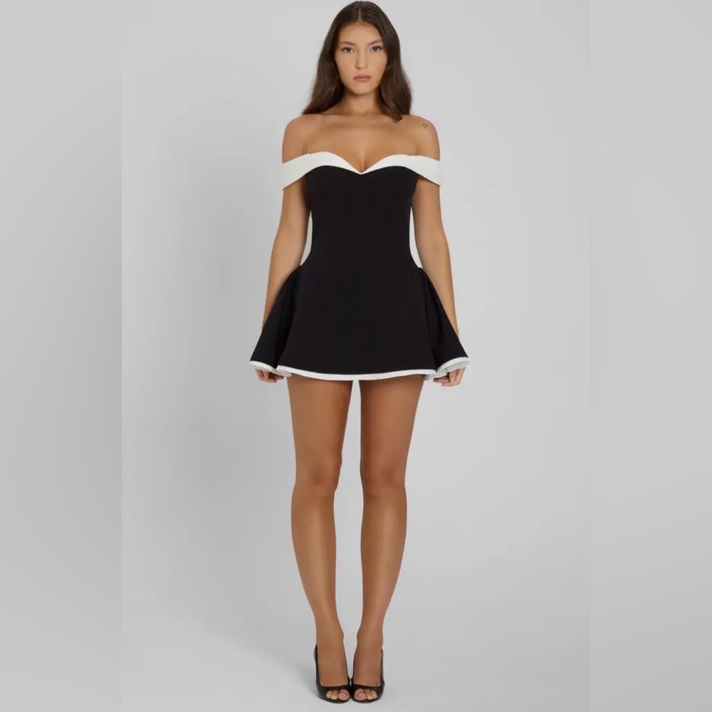 Black and White Strapless Dress